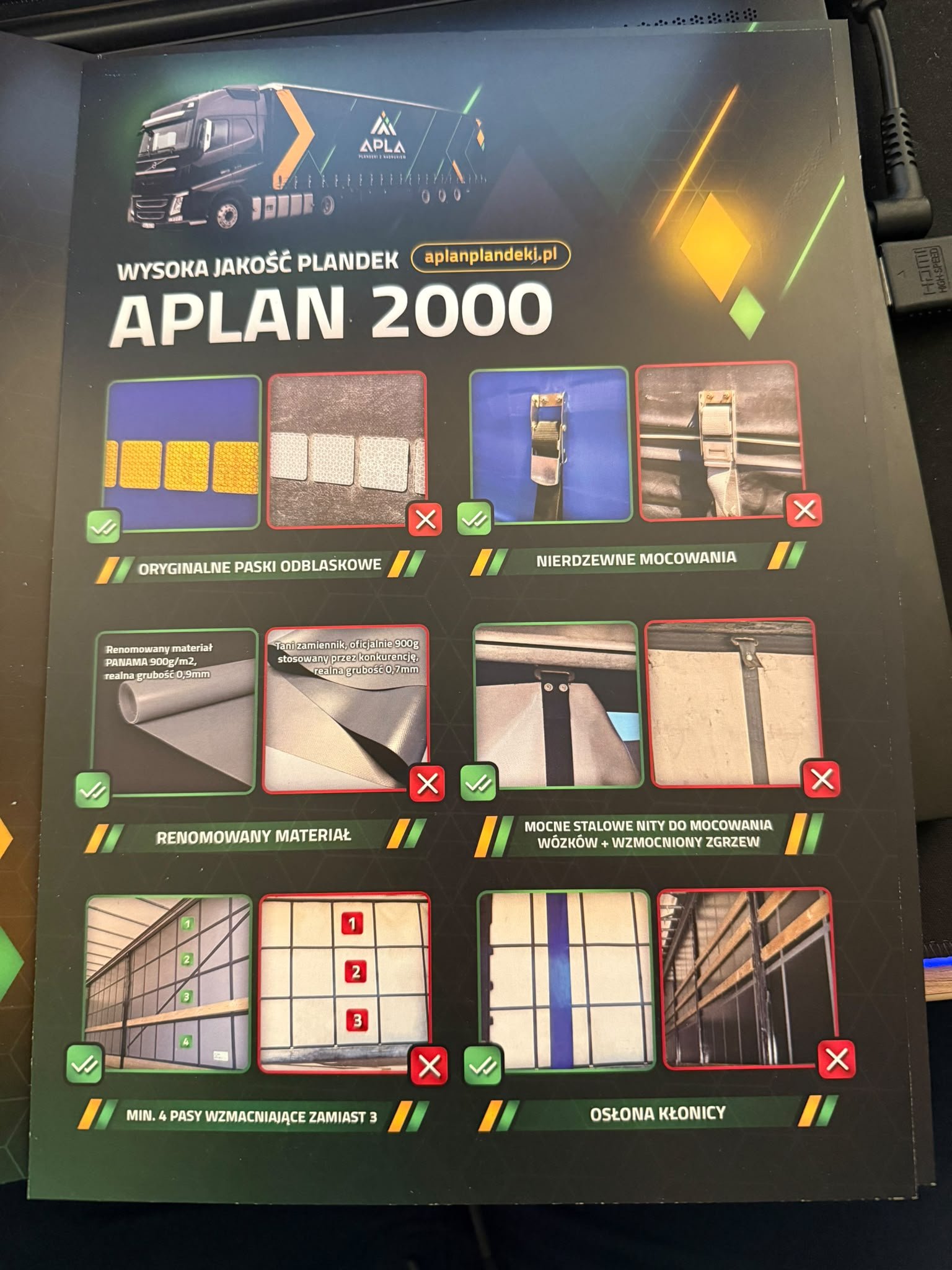 PANAMA 900 g/m²: detal z ulotki APLAN 2000